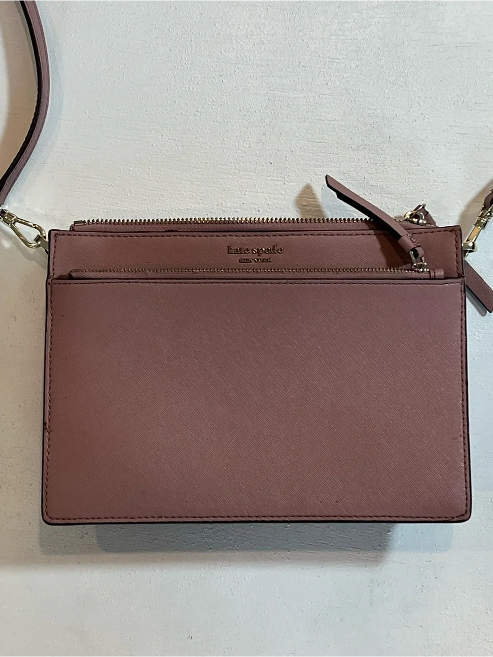 kate spade brown leather crossbody bag with gold hardware